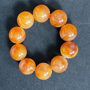 Orange Carnelian Gemstone‎ Beaded Stretch Bracelet for Women